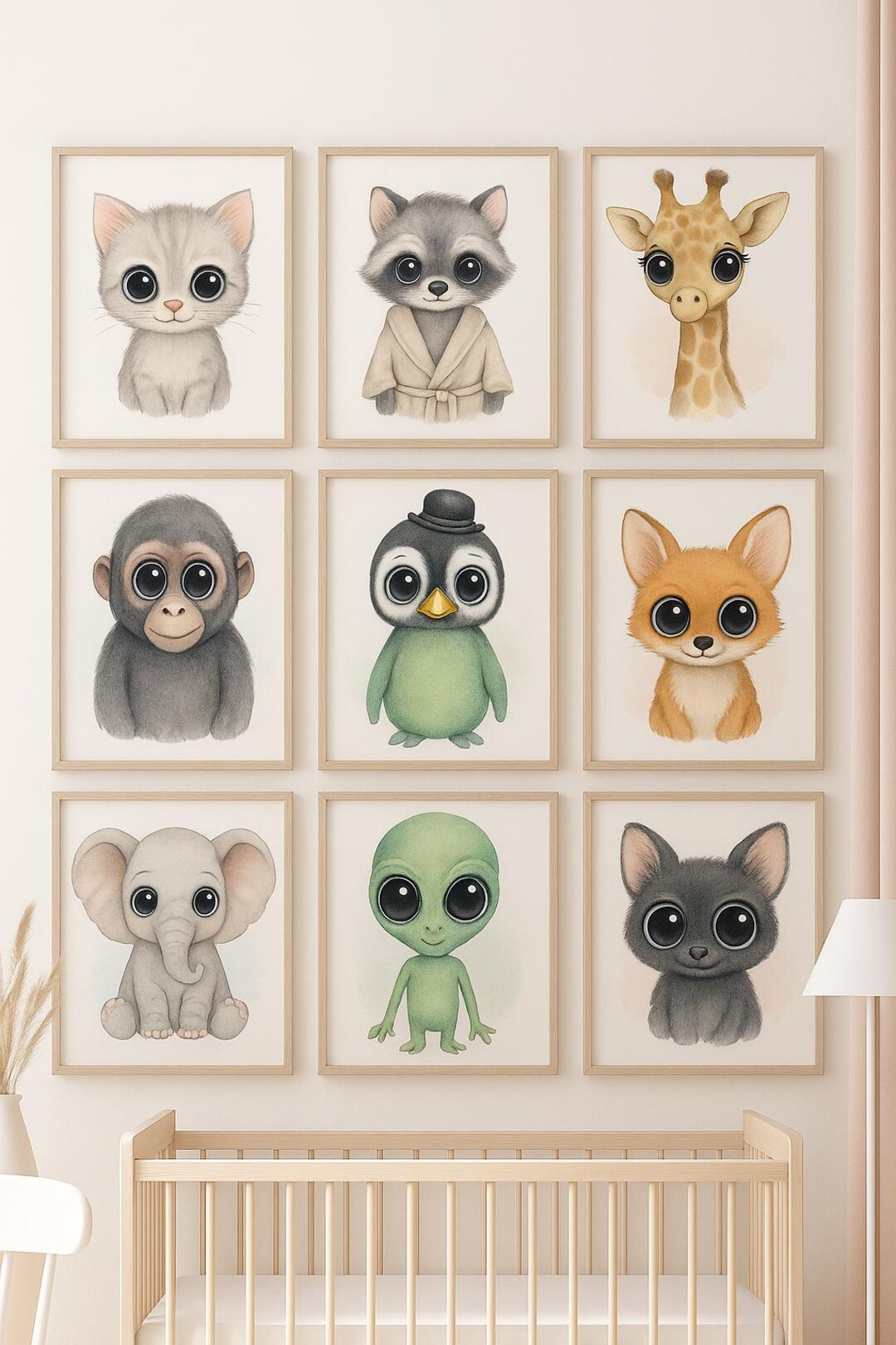 Big-eyed Baby Panda Nursery Print — Watercolor Wall Art (digital ...