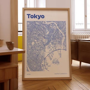 Tokyo City Map Print – Minimalist Street Map Poster, Japan Wall Art