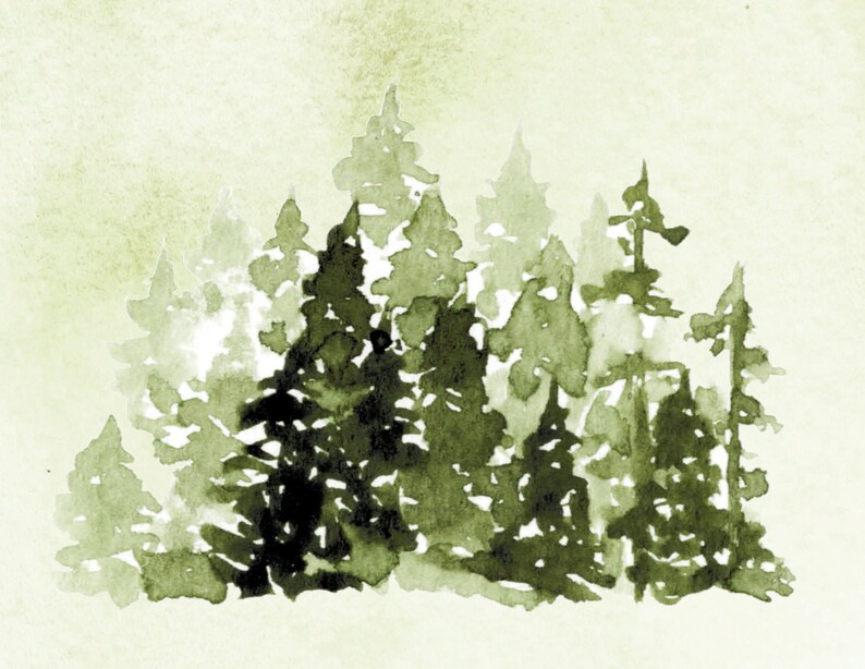 Pine Forest Water Color Note Cards