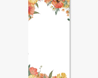 Autumn Poppies Long Note Pad