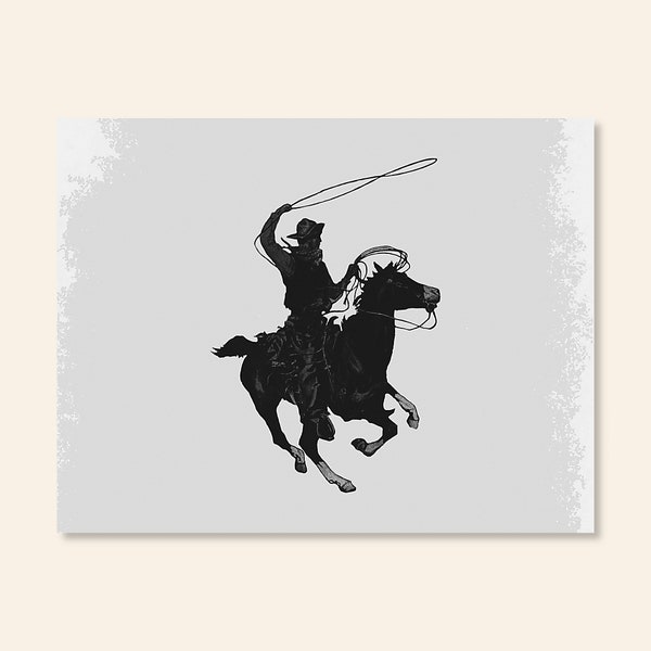 Cowboy With Horse and Lasso Silhouette Note Cards, 10 to a Set