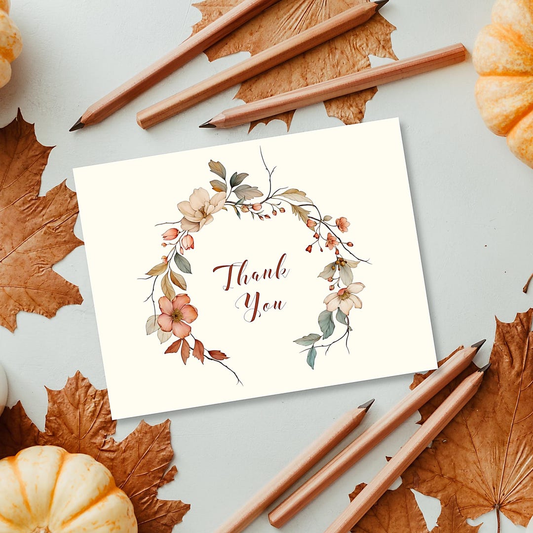 Autumn Floral Personalized Folded Note Cards/set of 10 Notes - Etsy