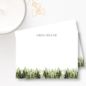Pine Forest Water Color Flat Note Cards/Nature/Piney Woods