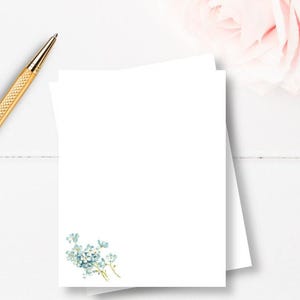 Vintage Look Watercolor Forget Me Nots Note Pad//50 Sheets