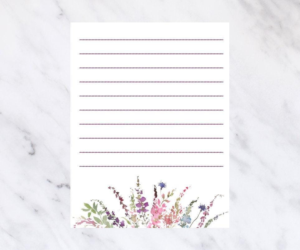 Spring Wildflower Floral Border Note Pad//50 Sheets - Etsy