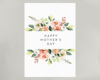 Mother's Day Card/Floral Banner/Floral Card/Floral Mother's Day Card/Water Color Floral Card/Floral Greeting Card
