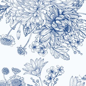 Blue Floral Line Art Note Cards, Notes for Summer, Ten to a Set - Etsy