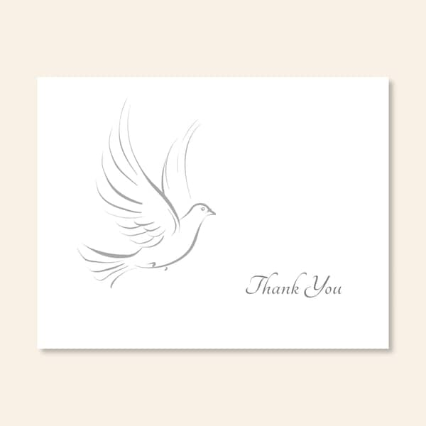 White Dove Religious Thank You Notes/Christian Note Cards