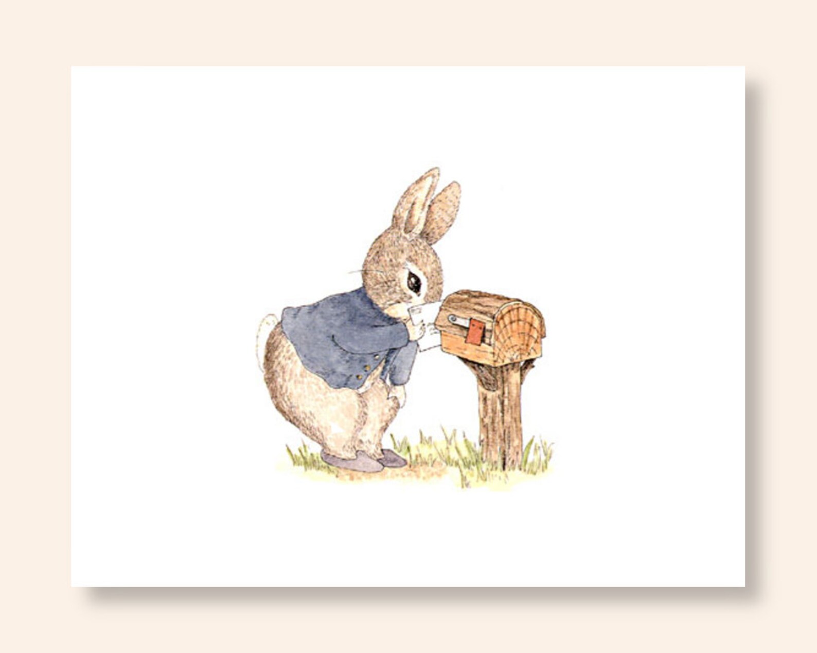 Peter Rabbit Style Note Cards/peter Rabbit at Mailbox/10 Note - Etsy