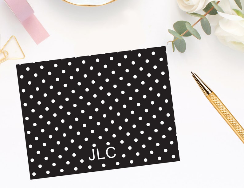 Polka Dot Monogram Note Cards