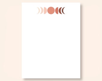 Modern Moon Phases Notepad//50 Sheets/Stocking Stuffer