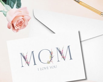 Floral Letters MOM Mother's Day Card