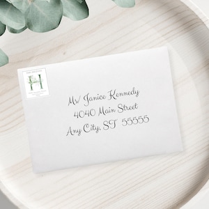 Watercolor Greenery Monogram Return Address Labels