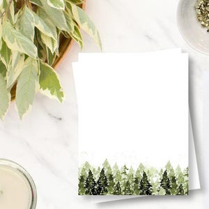 Personalized Pine Forest Notepad: Watercolor Landscape, 50 Sheets