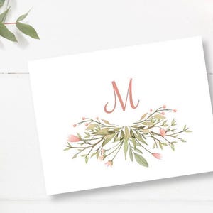 Floral Swag Monogram Note Cards/Set of 10 Notes