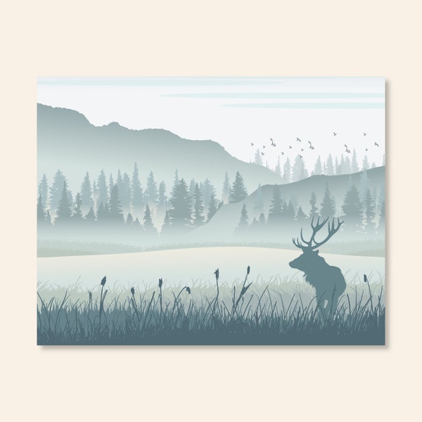 Moose and Mountain Landscape Notes, Nature Notecards, 10 to a Set