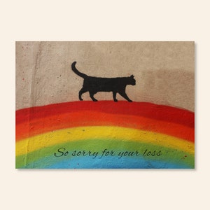 Cat Walking on Rainbow Pet Loss Sympathy Card/Envelope Included