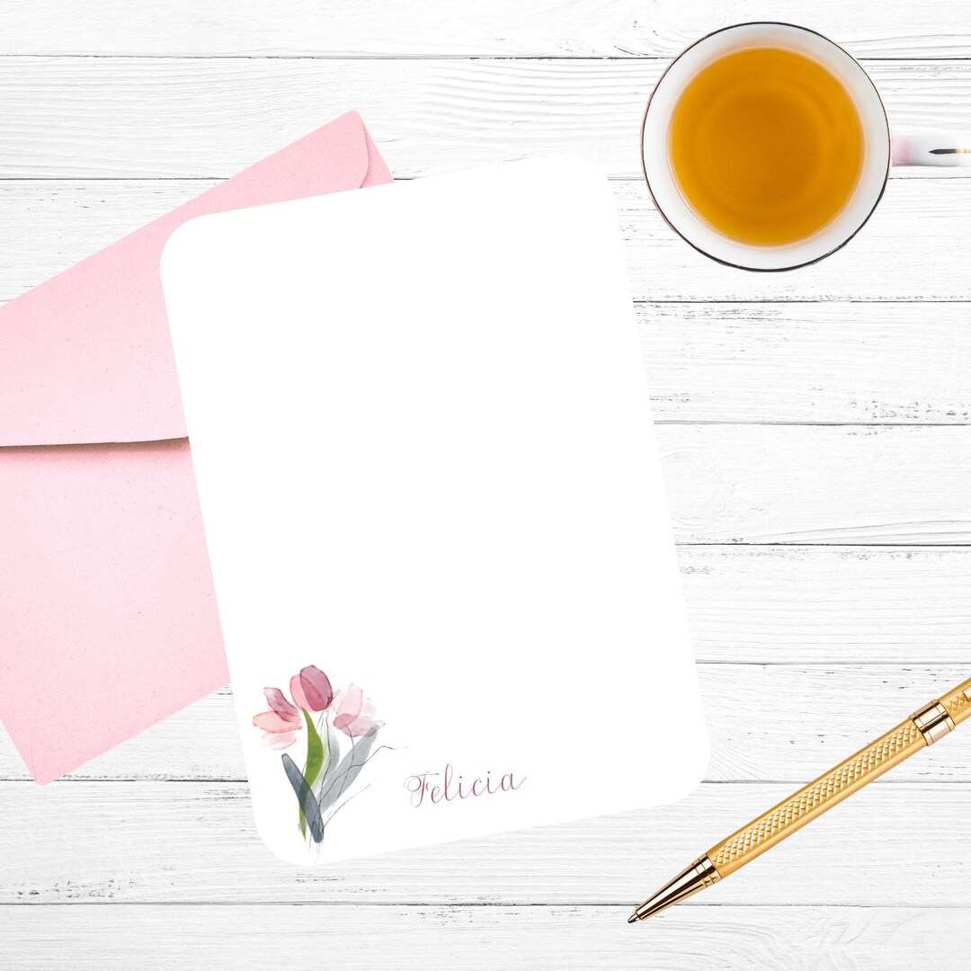 Watercolor Tulip Floral Mini Notecards/set of 12 Notes - Etsy