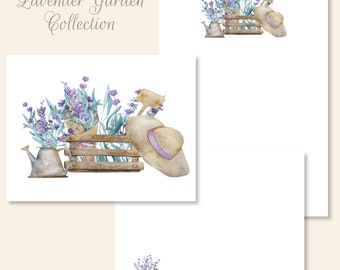 Lavender Garden Stationery Set/Note Cards/Notepad