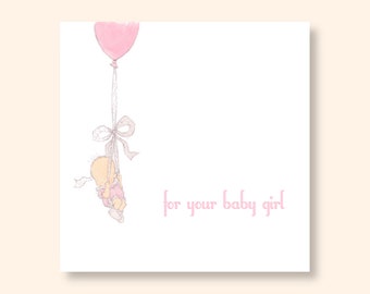 Baby Holding Pink Balloon Gift Enclosure Card