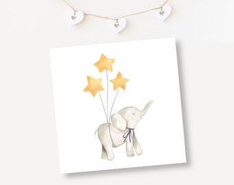 Baby Elephant and Star Bouquet Gift Enclosure Card/Envelope Included