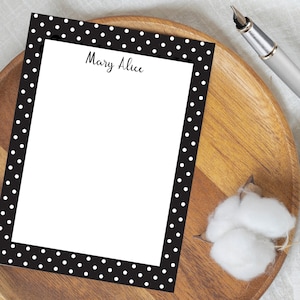 Modern Black and White Polka Dot Border Notepad