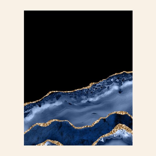 Navy Blue and Gold Glitter Geode Print//unframed/8 X 10 Inches - Etsy