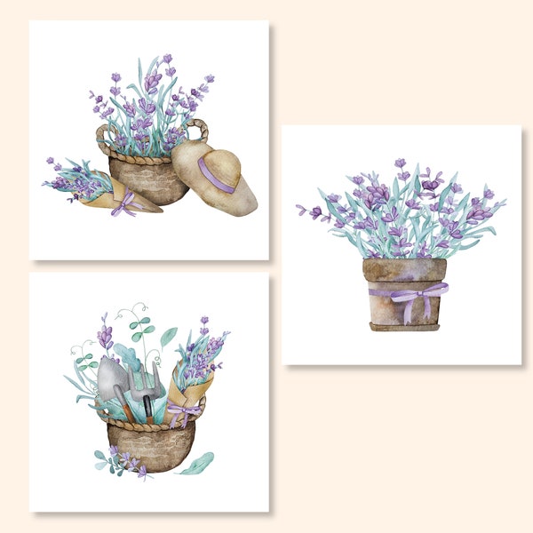 Lavender Floral Garden Theme Watercolor Gift Enclosure Cards/Set of 6