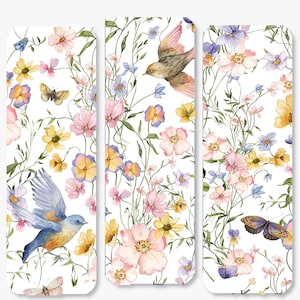 Wildflowers and Birds Set of Bookmarks