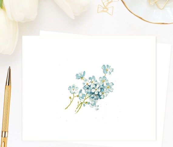 Forget Me Not Floral Note Cards Etsy