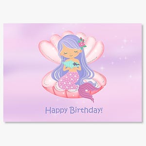 Mermaid in Shell Child's Birthday Greeting Card/Envelope Included