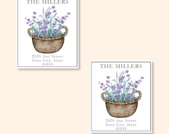 Personalized Printed Watercolor Floral Lavender Return Address Labels/Label Sheets