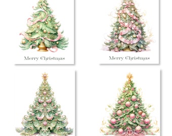 Victorian Christmas Trees Note Card Set/Set of 8