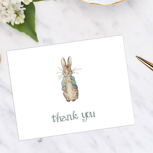Peter Rabbit Style Folded Thank You Notes/Set of 10 Notes