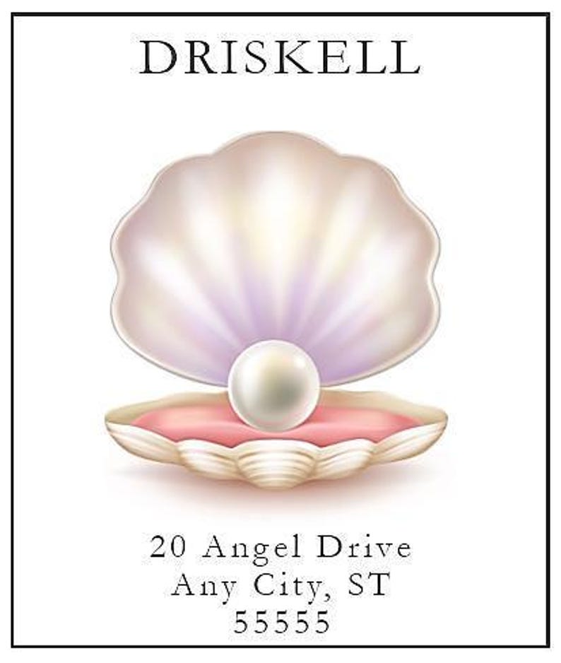 Pearlized Address Label Pearl in Oyster Illustrated Printed Return Address Labels/label Sheets ...