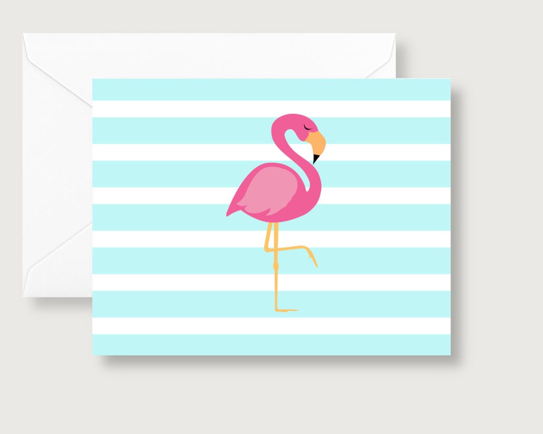Flamingo Stripe Note Cards - Etsy