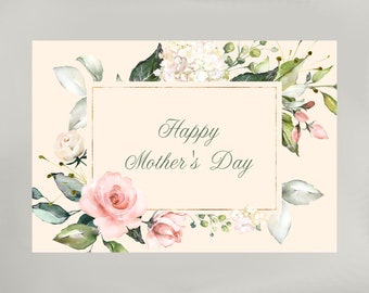 Mother's Day Card/Floral  Frame Card/Floral Card/Floral Mother's Day Card/Water Color Floral Card/Floral Greeting Card