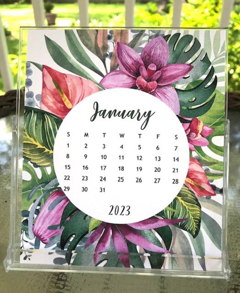 2023 Watercolor Tropical Floral Desk Calendar/small Calendar - Etsy Canada