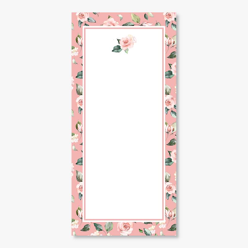 Rose Pattern Background Long Notepad//50 Sheets - Etsy