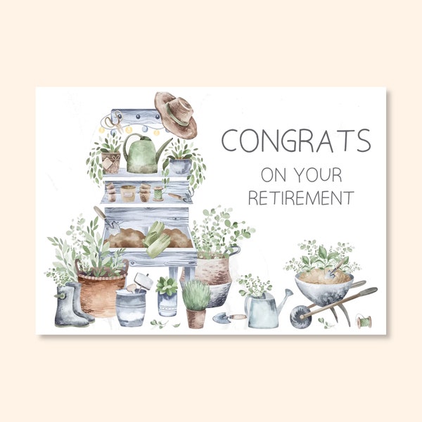 Gardening Theme Birthday or Retirement Greeting Card with Envelope