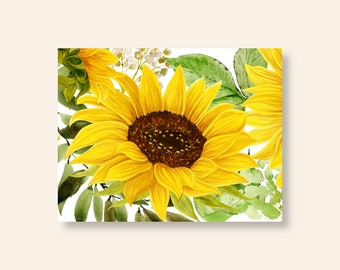 Bold Sunflower Note Cards, Sunflower Head, Set of 10 Notes