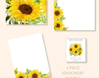 Bright Sunflower Stationery Set/Notes/Notepad/Return Address Labels