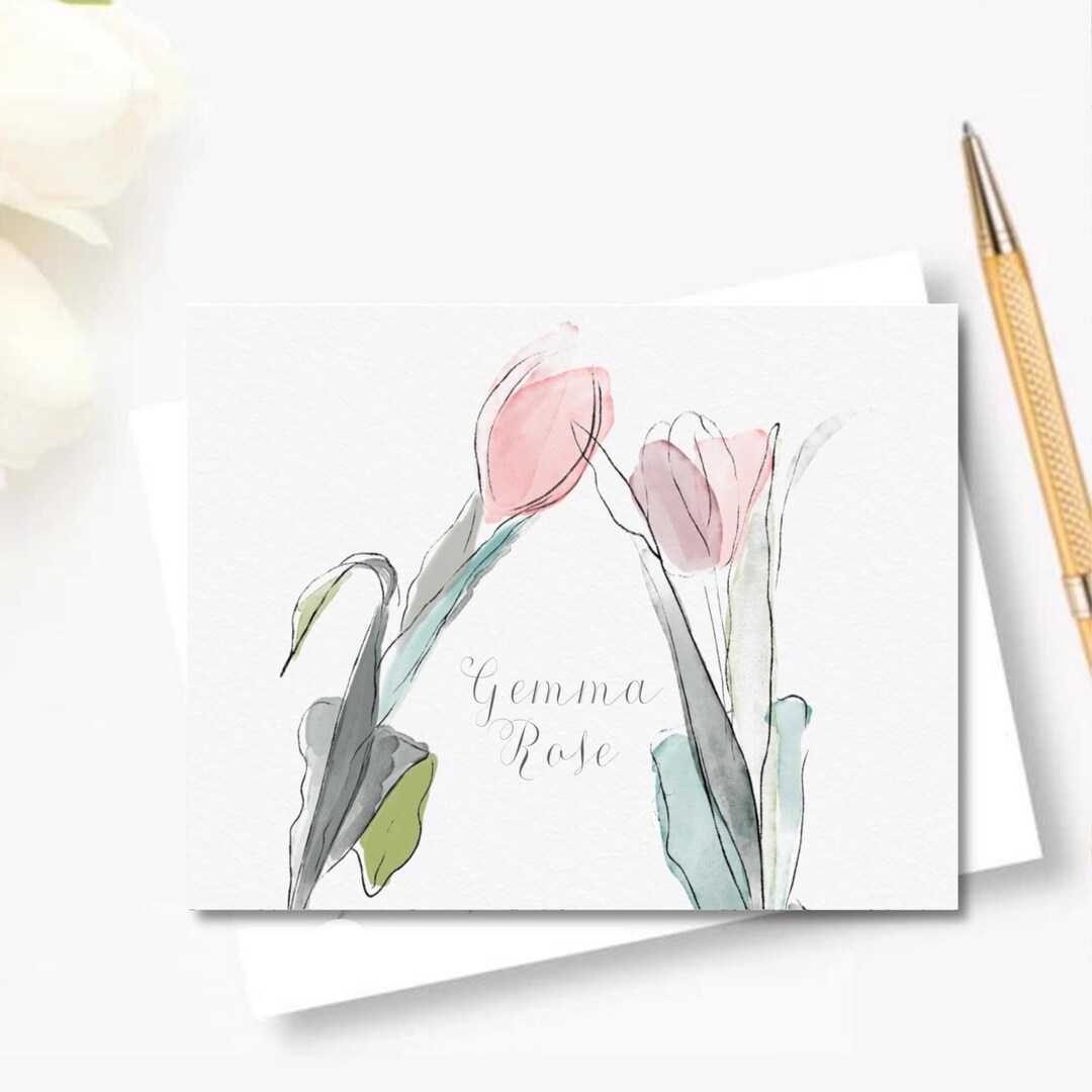 Tulips Note Line Art Tulip Floral Note Cards/set of 10 Notes - Etsy