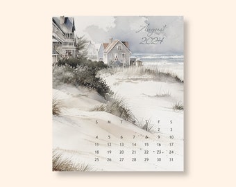 2024 Watercolor Coastal Scenes Desk Calendar