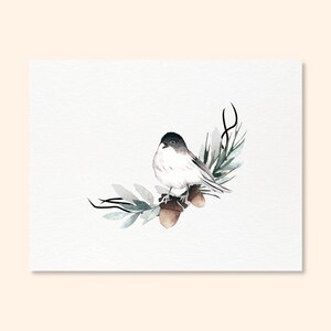 Chickadee on Branch Folded Note Cards/Set of 10/Winter Bird