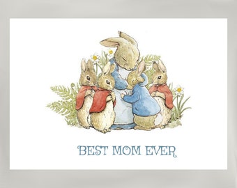 Peter Rabbit Mother's Day Card/Mama and Bunnies