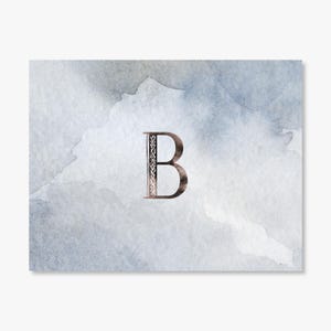 Masculine Watercolor Background Monogram Note Cards, 10 to a Set