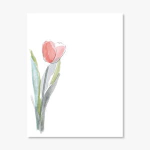Personalized Tulip Line Art Note Pad//50 Sheets