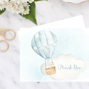 Dachshund in Hot Air Balloon Thank You Note Cards Set of 10 Black.Tan Dachshund