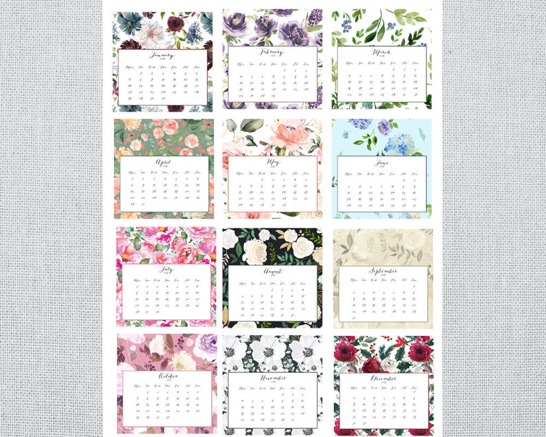 2019 Watercolor Floral Desk Calendar Refills Etsy